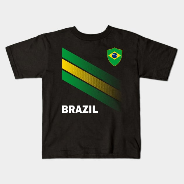 Vintage Brazil Sunflower Flag Brazil Soccer Lover Kids T-Shirt by Sandra Holloman